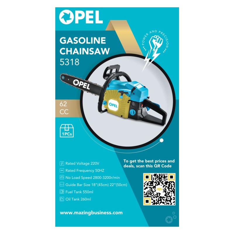 OPEL 5318 - 62CC CHAINSAW (22"-550MM)