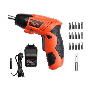BLACK AND DECKER 4.8V - 4.0 NM - NI-CD SCREWDRIVER - 200 RPM - WITH 15 SCREW DRIVER BITS KC4815-IN