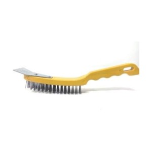 MAF WIRE BRUSH YELLOW WITH SCRAPER (6ROW)