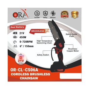 ORA CORDLESS CHAINSAW(BRUSHLESS) 6 INCH ( 21V ) - OR-CL-CS06A