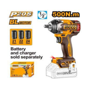 INGCO 20V CORDLESS IMPACT WRENCH SQ. DR.- 1/2 INCH - 500NM - CIWLI20501