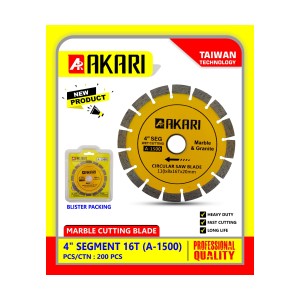 Akari MARBLE CUTTING BLADE AKARI NEW SERIES A-1500 4" SEG 16T (200PCS)