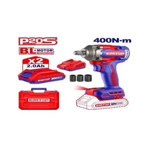 EMTOP CORDLESS IMPACT WRENCH 20V 1/2" SQ.DRIVE 400NM ECIWL2040