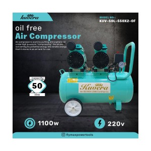 Kuvera 1100W Oil Free Air Compressor 50Ltr - KUV-50L-550X2-OF