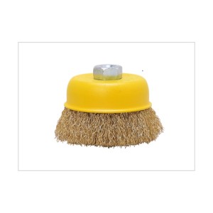 GOLDEN BULLET CUP BRUSH YELLOW CAP M10 X 3 INCH CRIMPED