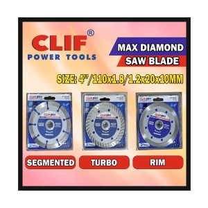 CLIF DIAMOND BLADES (MAX) 4INCH/110X1.8/1.2X20X10MM BLUE 4INCHX RIM (200PCS)