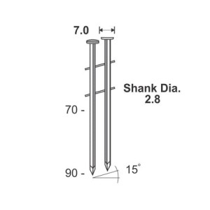 KAYMO COIL NAILS 2.8 X 90 (3.5") CN2890SU (250NAILS/COIL)