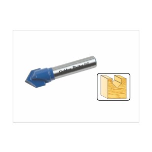 GOLDEN BULLET TRIMMER BITS BLUE PROFESSIONAL RANGE (1/4 INCH SHANK) 0934T V TYPE SLOTTING BIT (CENTER CARVING BIT)