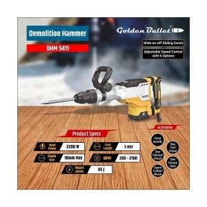 GOLDEN BULLET DEMOLITION HAMMER 11KGS HAMMER 2200W 18MM SDS MAX CHISEL - DHM 5411