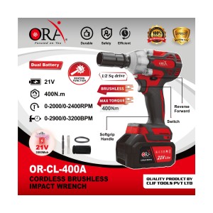 ORA IMPACT WRENCH BRUSHLESS ( 1/2" SQ DRIVE ) ( 21V) (400 N.M) - OR-CL-400A