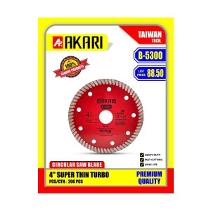 AKARI MARBLE CUTTING BLADE - 4" SUPER THIN TURBO B-5300