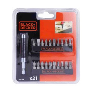 BLACK AND DECKER 20 PCS SCREWDRIVING BITS + MAGNETIC DRIVE GUIDE A7074-XJ