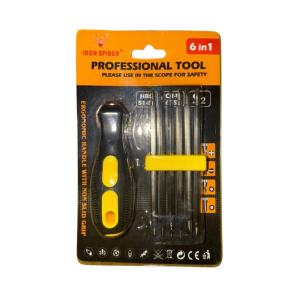IRON SPIDER 6 IN 1 SCREWDRIVER WITH NON SLID GRIP