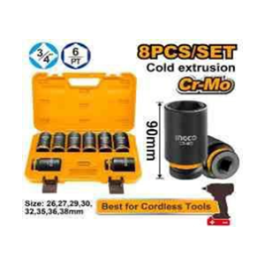 INGCO 8 PCS 3/4"DR. DEEP IMPACT SOCKET SET - HKISSD34082L
